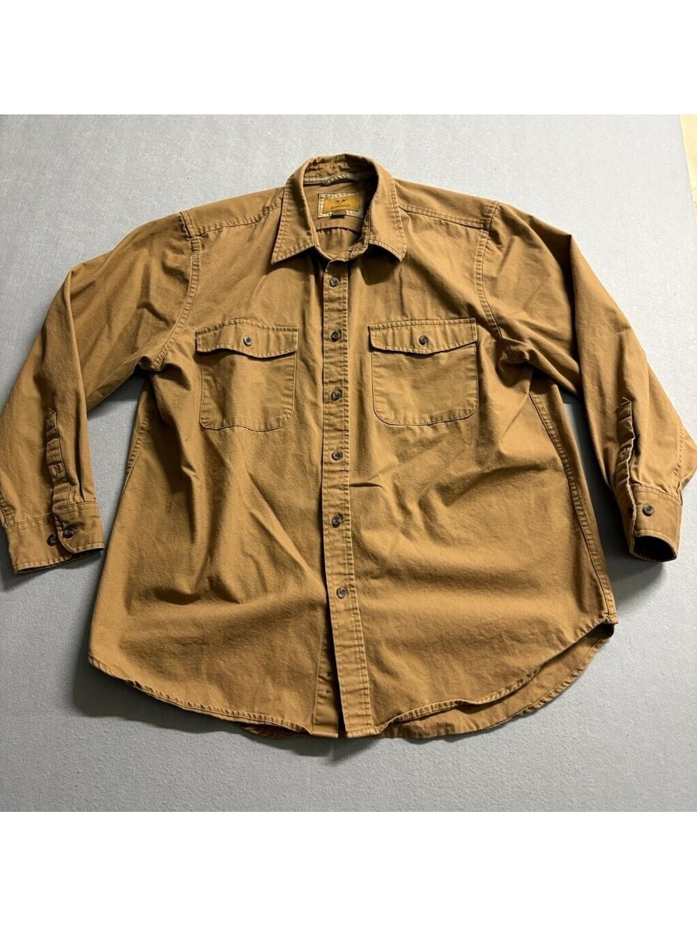 Outdoor Life Shirt Mens XL Brown Cotton Canvas Heavyweight Workwear Button Up